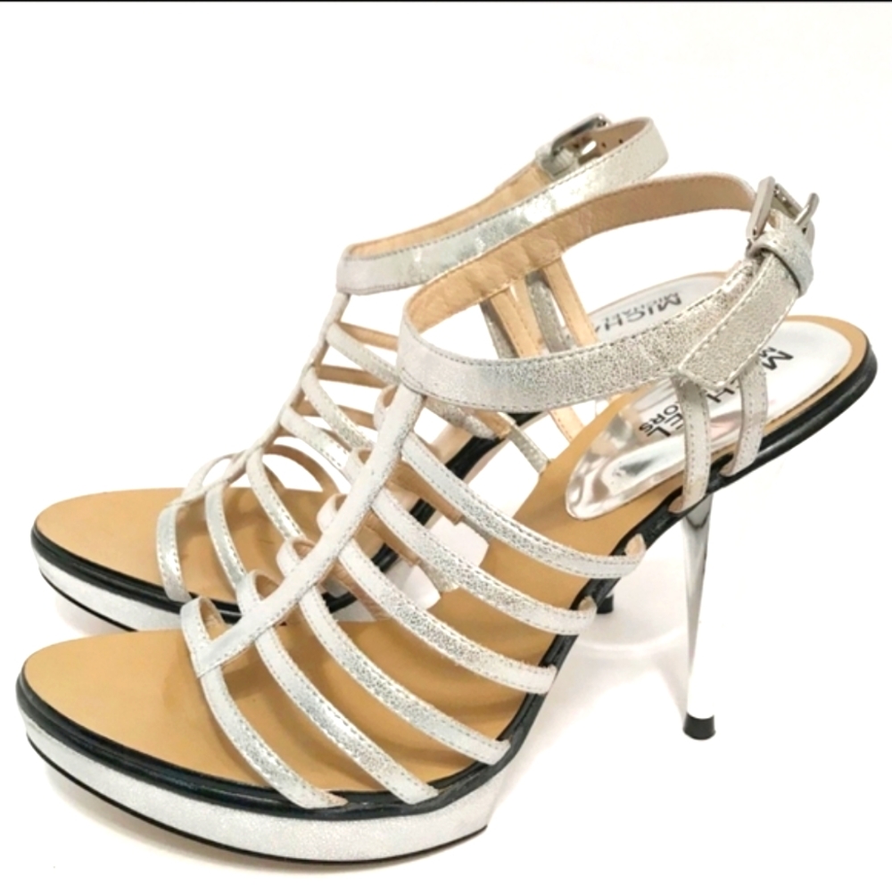 Michael Kors • Silver Strappy Heels Size 8